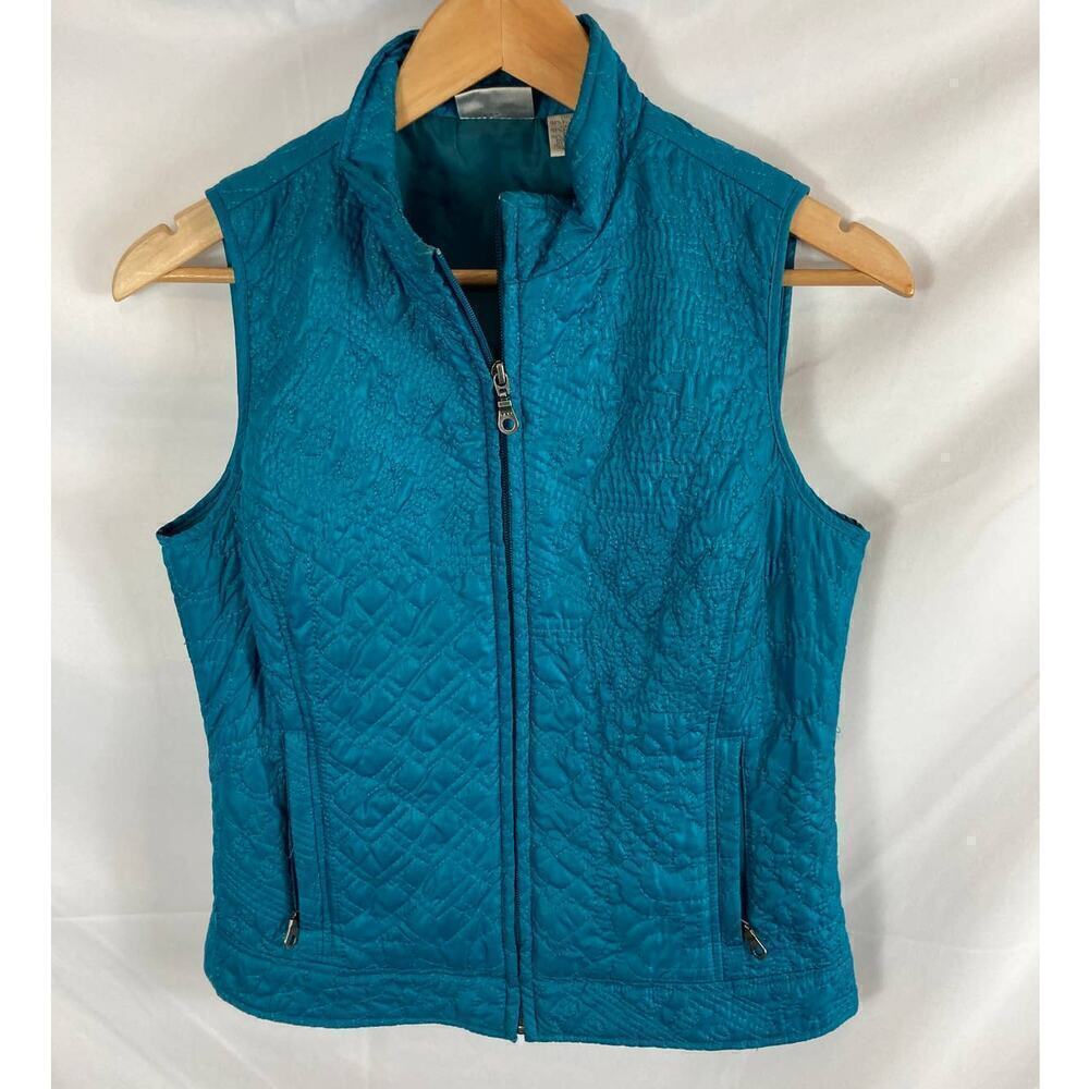 Chicos Embroidered Teal Vest Size 0 / Small